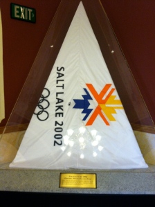 Salt Lake City here we come! This Olympic flag was posted in the city and county building.